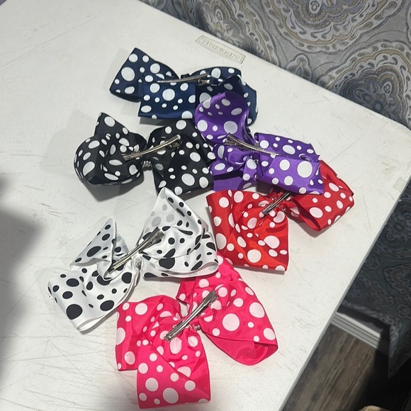Polka Dot Bow Set for Kids - Black, Purple, Red, Pink - Picture 3 of 3